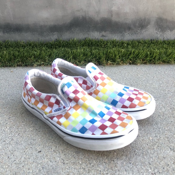 rainbow vans loafers